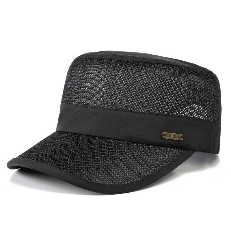 Men's Flat Top Hat Summer New Mesh Breathable Cap Outdoor Sun Hat Hat