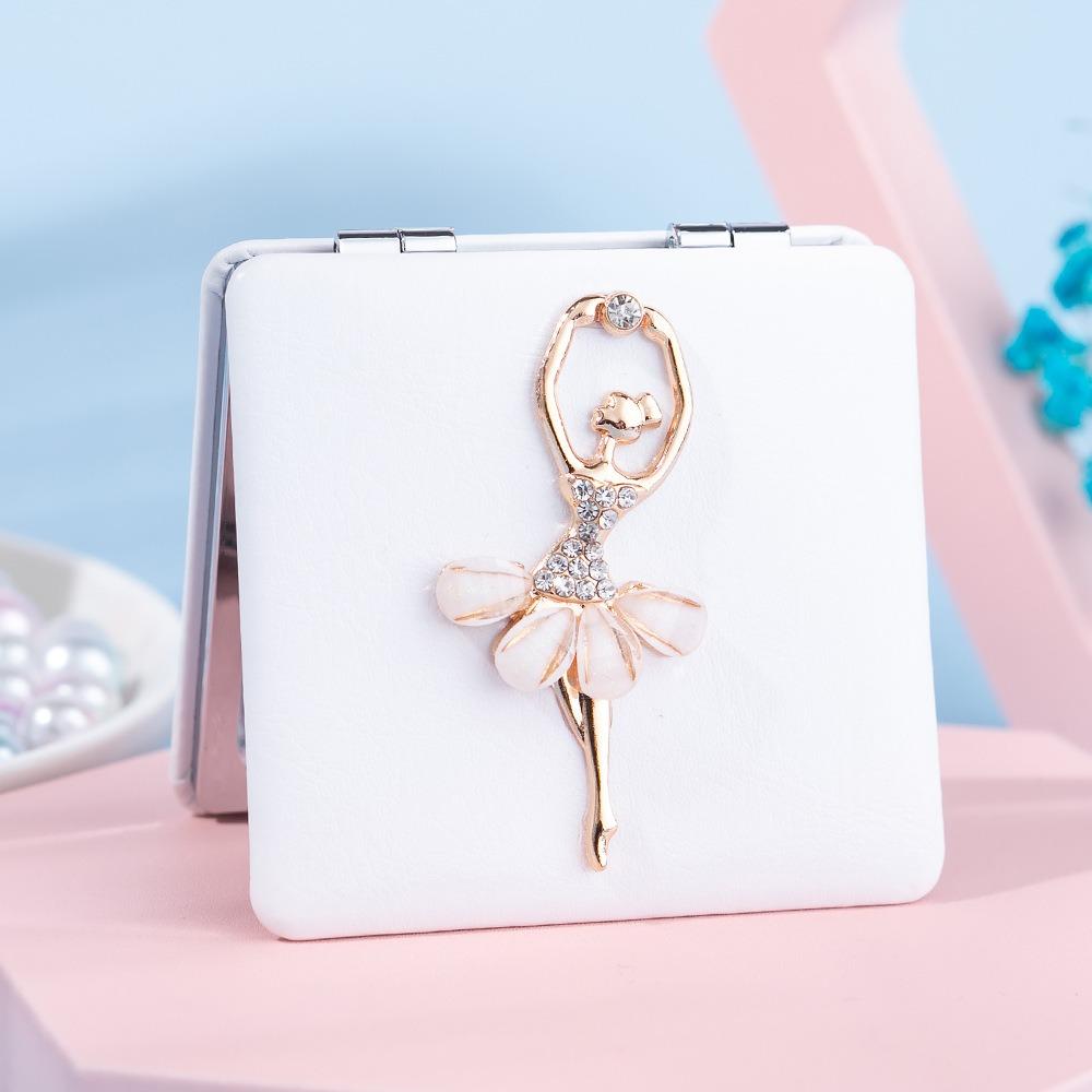 

PU Leather Makeup Mirror Ballet Girl Design Pocket Mirror New Portable Mirror