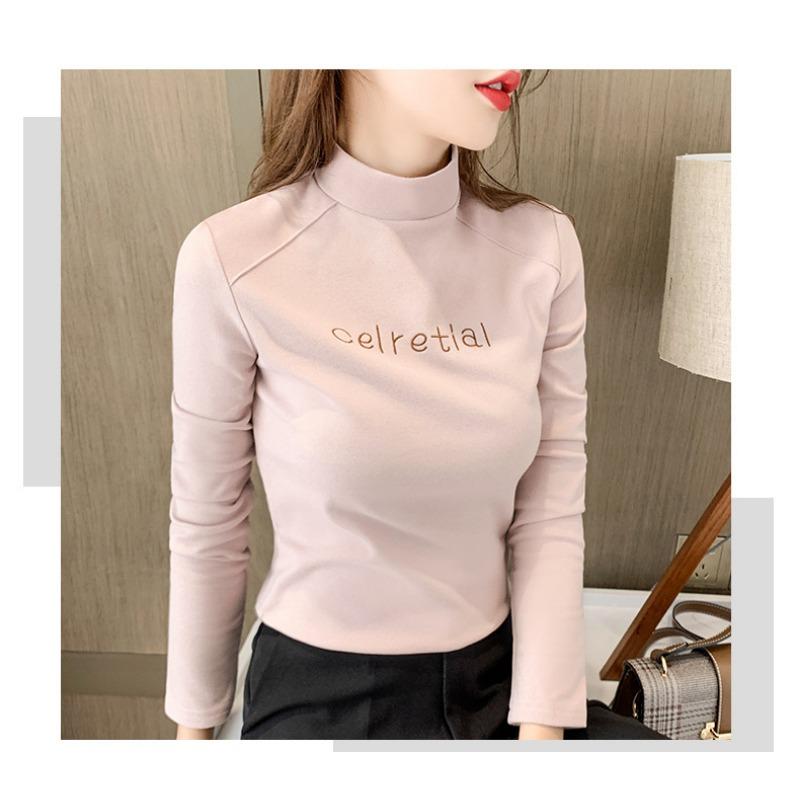 Half High Collar Undershirt Long Sleeved T-shirt Women's Top
