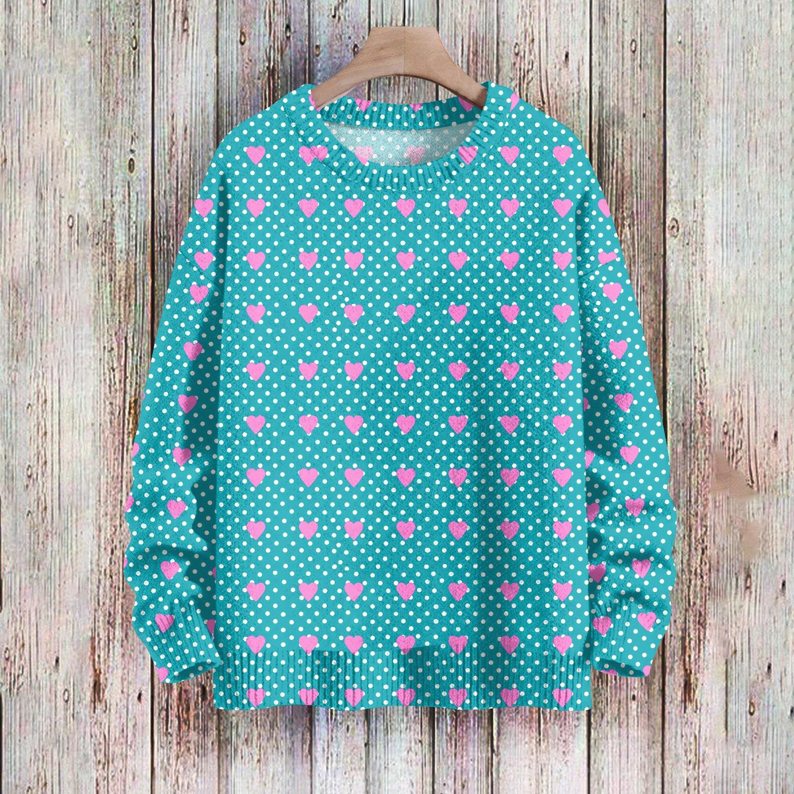 

Свитшоты ко Дню святого Валентина для детей, вязаные свитера для мальчиков и девочек, симпатичные рубашки, осенние свитера с круглым вырезом, топы 140