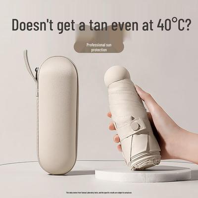 50% Zniżki: Kompaktowy Parasol Kapsułowy - Przenośny, Jednokolorowy, Parasol Podwójnego Zastosowania dla Kobiet, Ochrona UV, Słońce i Deszcz.