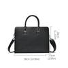 Men's Genuine Leather Briefcase with Litchi Grain, Cowhide Handheld Laptop Business Bag for Daily Commute
