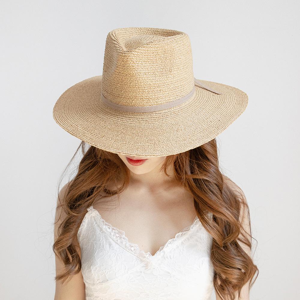 European and American fashion casual department webbing hand-woven dyed raffia jazz hat outdoor sunscreen sunshade straw hat tide