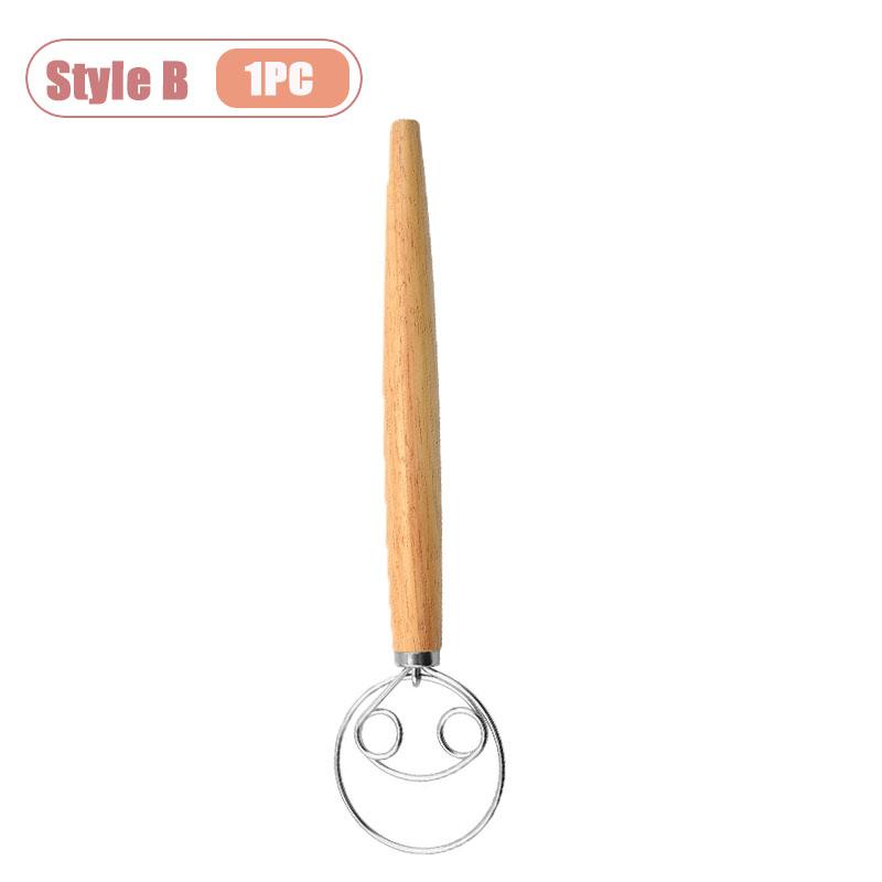 

Stainless Steel Handheld Bread Mixer Dough Scraper Dual Hole Rapid Mixing Tool for Cooking Whisking Egg Beating Kitchen Gadget