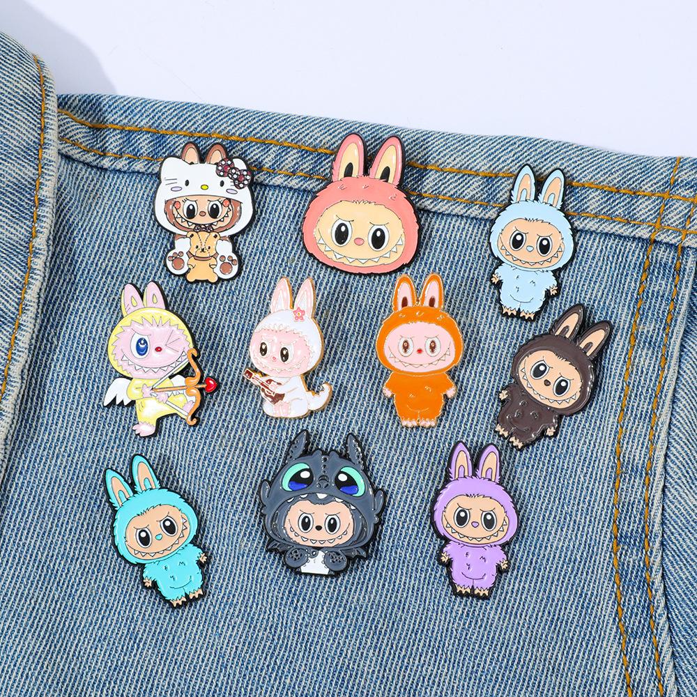 Creative Personality Labub Metal Badge Cute Rabbit Alloy Brooch Pin Decoration