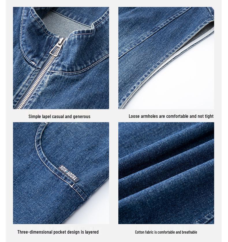 Women's Spring/Autumn 2025 European Style Denim Vest - High-End Casual Layered Sleeveless Jacket