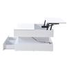 Mesa de centro regulable en altura de 80*80*45 cm con almacenamiento oculto y 2 cajones, luces LED, alto brillo, hecha de vidrio templado, blanca
