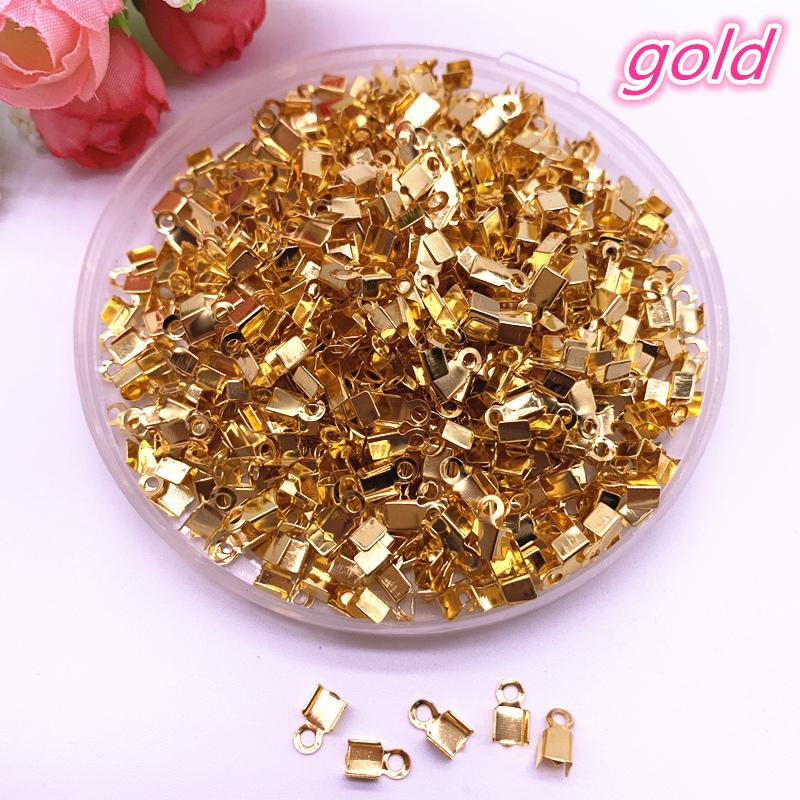 

200pcs 4x8mm Leather Cord End Caps End Clasps Crimp Bead Silver/Gold/Dull Silver/Gunblack Plated Connectors for Jewelry Making 4x8m