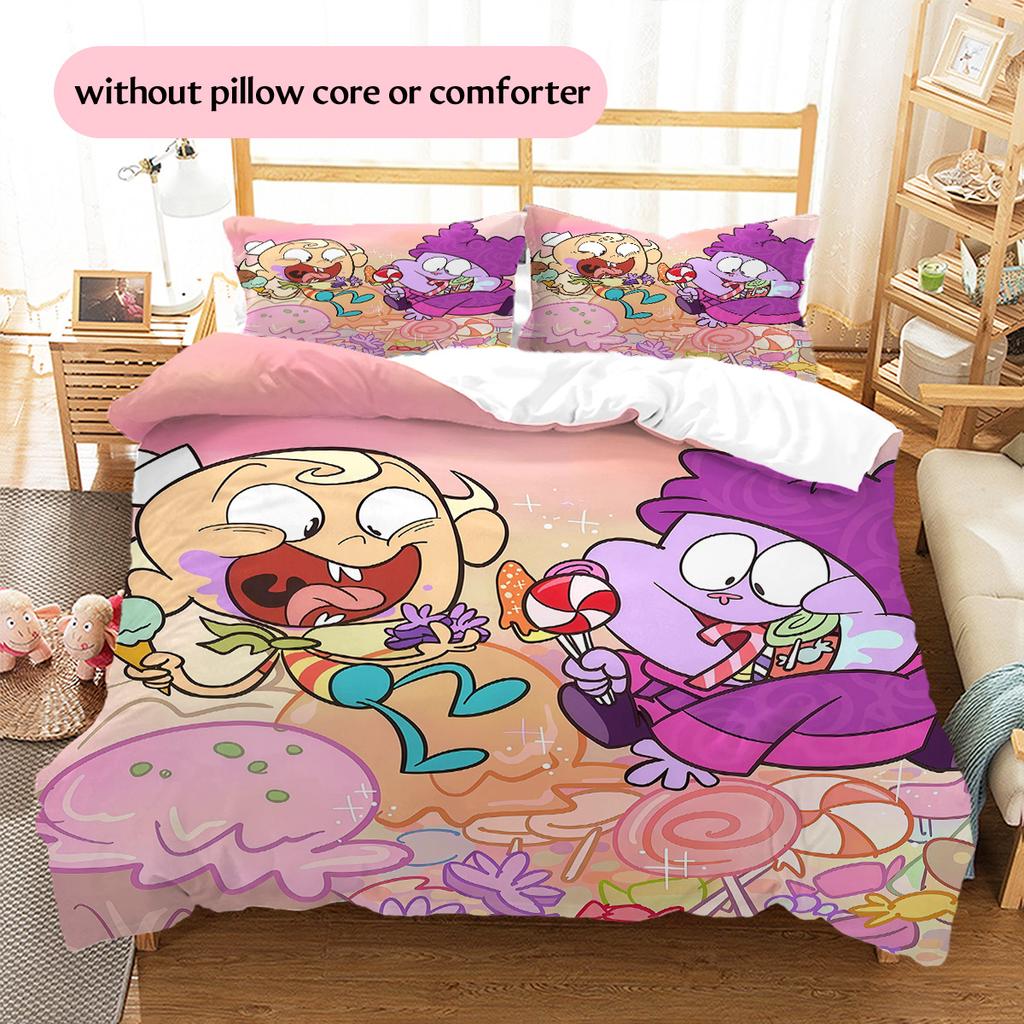 Chowder Muster Bettwäsche Steppdecke Set Heimdekoration Geschenk (1 Bettbezug + 2 Kissenbezüge (ohne Füllung))