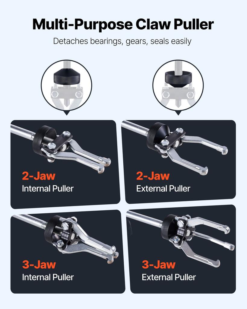 VEVOR 9-Way Slide Hammer Puller Set, 15PCS Front Wheel Hub Bearing Remover & Rear Wheel Axle Hub Dent Shaft Puller Tool Kit