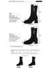 Women's Mid-Calf Martin Boots with Velvet Lining - British Style, All-Match Thick Medium Heels, Height-Enhancing Winter Cotton Boots