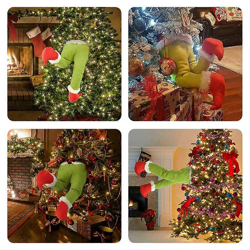 The Grinch Christmas Decorations Furry Green Grinch Arm Ornament Holder Tree Set