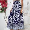 Tooxika New Printed Ethnic Style Half Skirt, Holiday Casual Large Swing Long Skirt