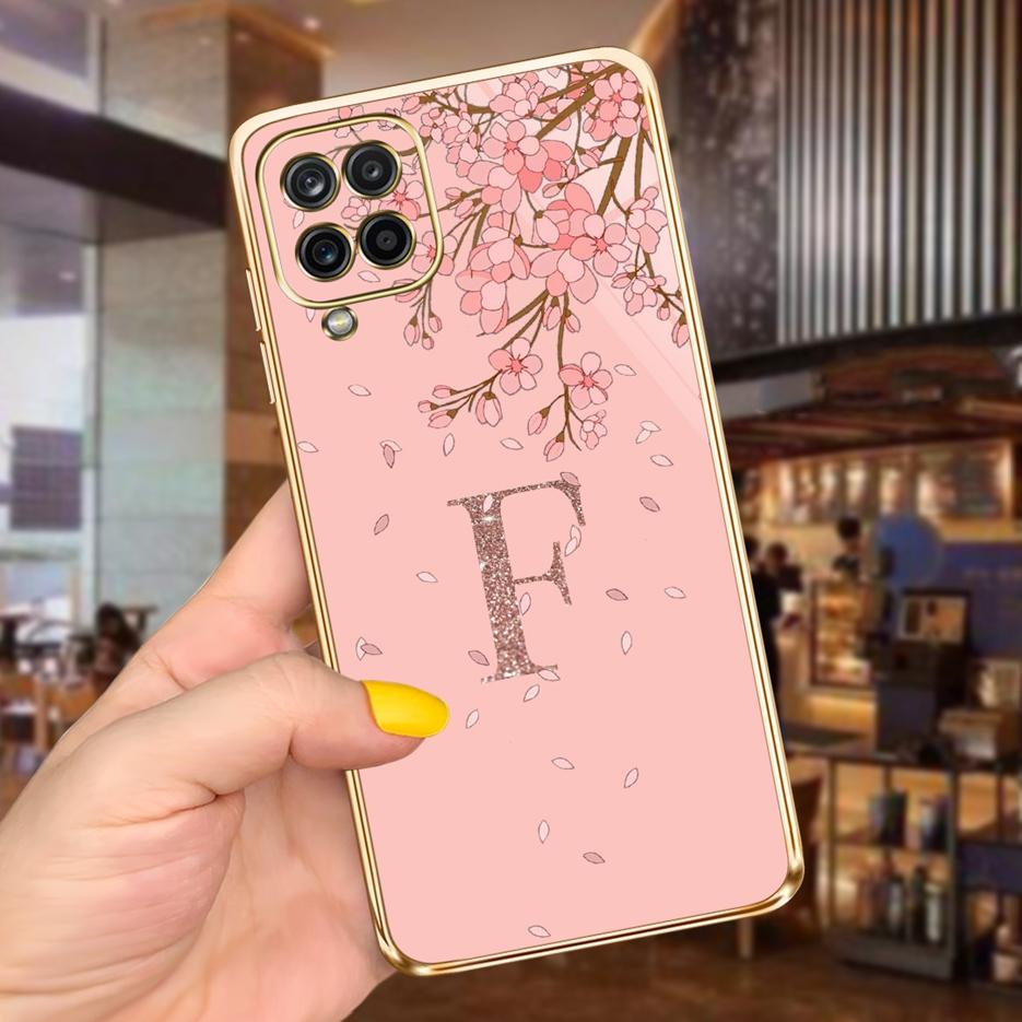 For Samsung Galaxy A12 Case Luxury Black Pink Couple Letters Cover Soft Fundas Phone Case For Samsung A12 F12 M12 F62 M62 Bumper