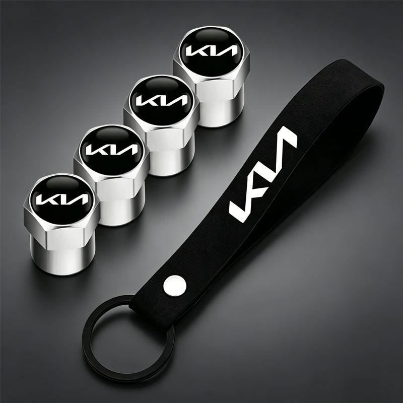 MTDY7 Car Key Ring Suede Rope Keychain Metal Wheel Tire Valve Caps For KIA Rio Ceed Sportage Cerato Soul Sorento Car Stickers