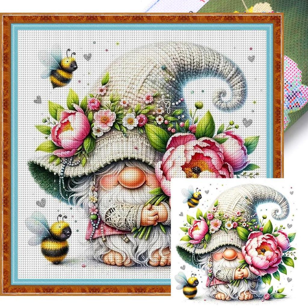 Full Embroidery Cotton Thread 11CT Printed Gnome Cross Stitch Kit Art