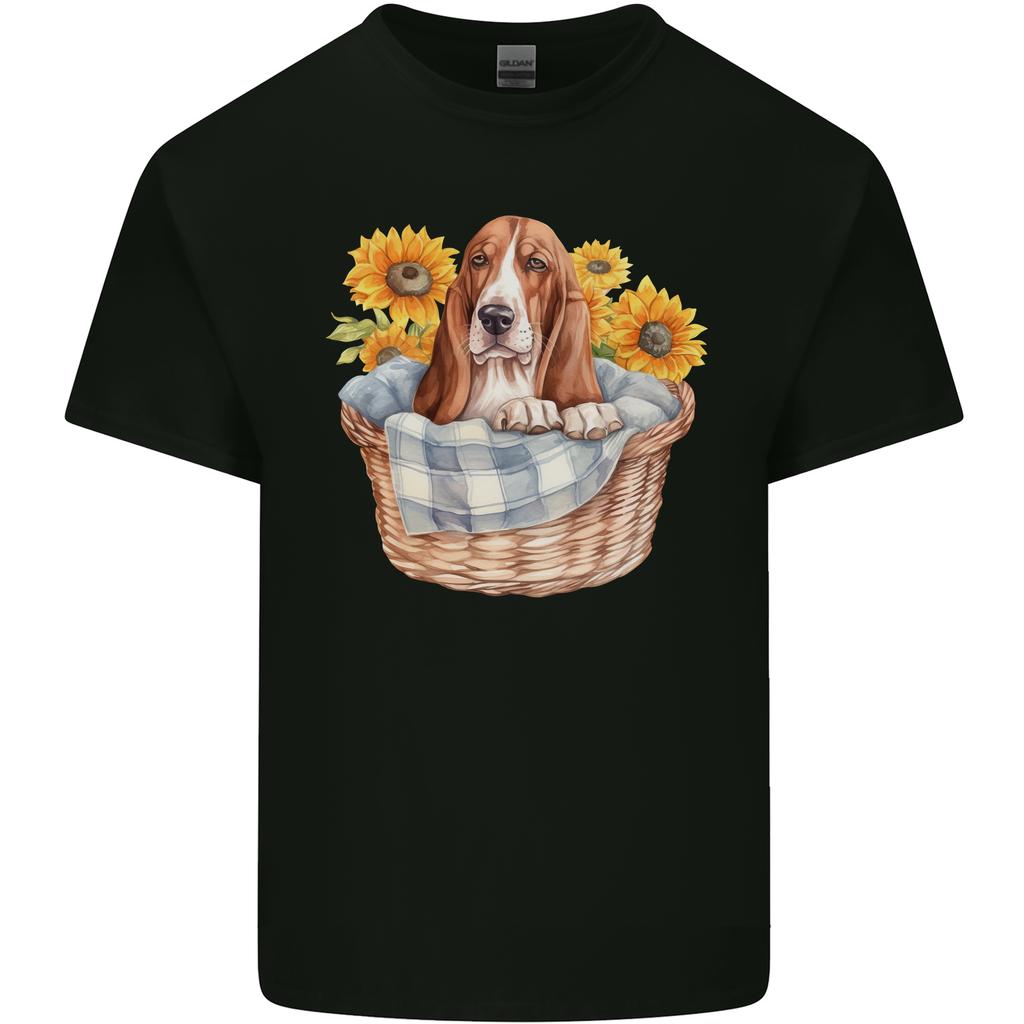 Basset Hound Dog In His Basket Unisexs Light Cotton TShirt