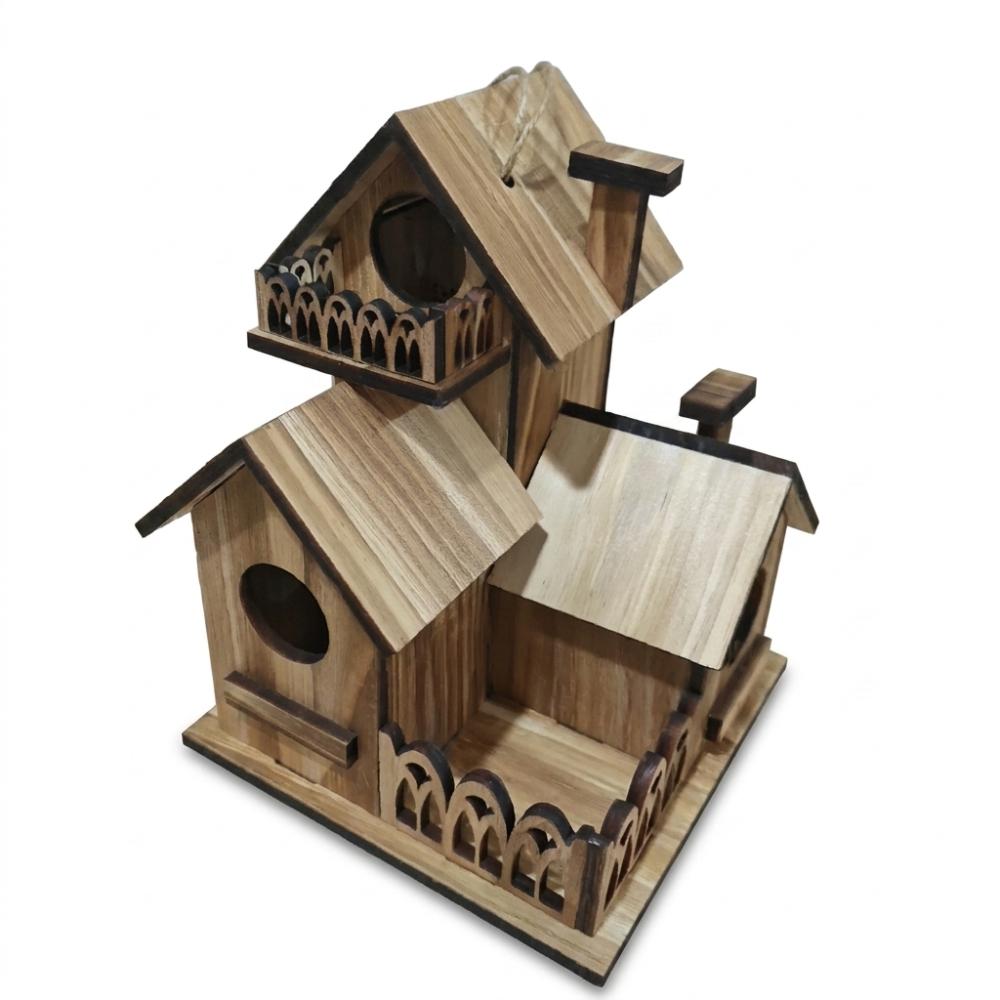 Waterproof Wooden Bird House Handmade Bird Nesting Box Creative Wild Birds Habitat Backyard Bird House