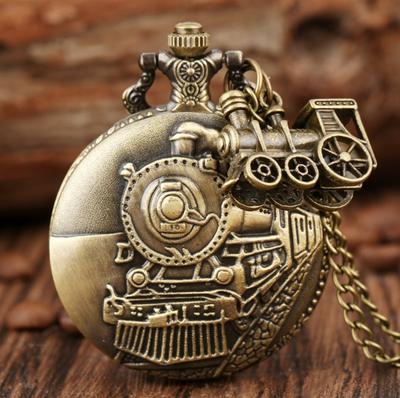 Retro Steampunk Zug Quarz Taschenuhr mit Halskette Kette Anhänger Geschenk für Männer Vintage Uhr