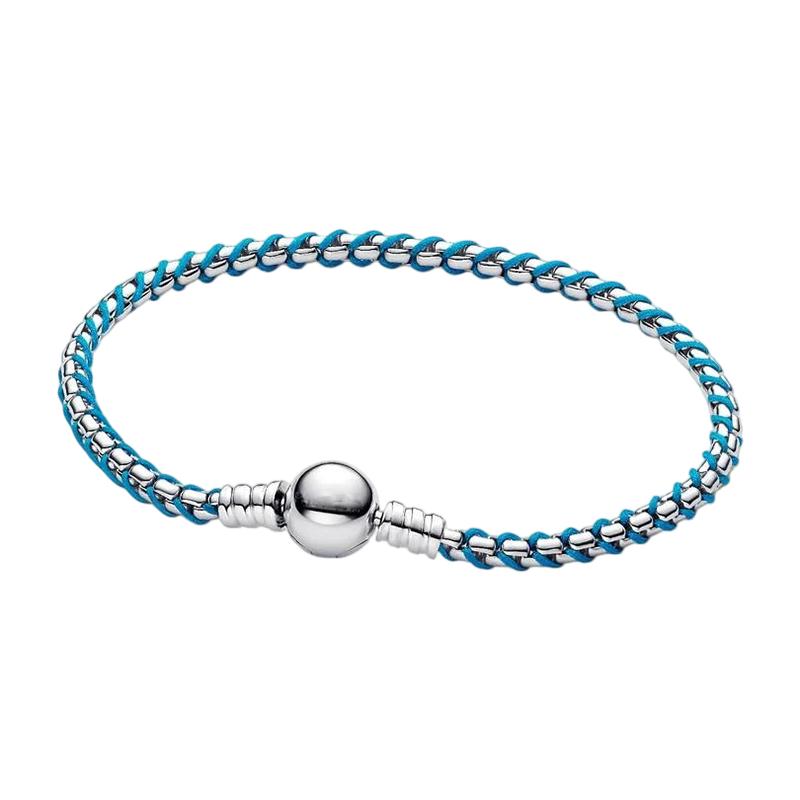 Neues 925er Silberfarbenes Seil-Kastenketten-Armband geeignet für Damen Sommer Charm-Anhänger DIY Modeschmuck