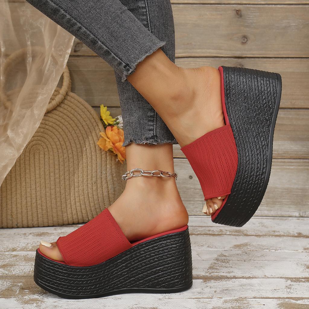 Women's Wide Width Slippers 2025 Fashion Thick Sole Platform Slide Sandals with Fish Mouth Design