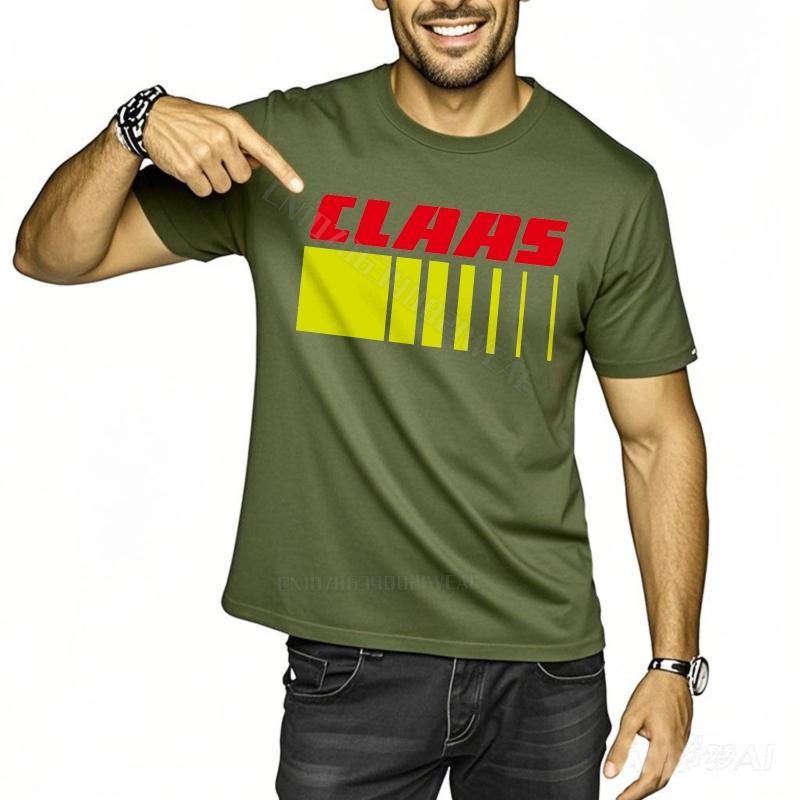 T-Shirts für Unisex Vintage Rundhals-T-Shirt Claas Logo Auf Schwarz Tägliches Tragen Trendiges T-Shirt Mode Bequem Rundhals-T-Shirt
