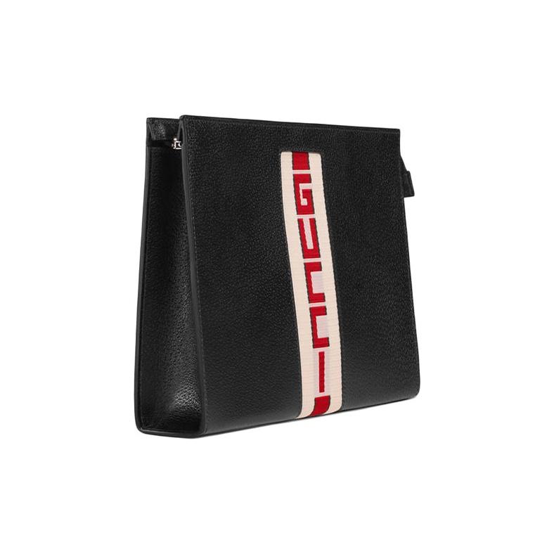 Gucci Vintage Jacquard Striped Zipper Clutch Men Clutch Black 475316-CWGSN-1094