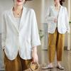 2024 Autumn Women's Cotton Linen Long Sleeve Jacket - Japanese Literary Style