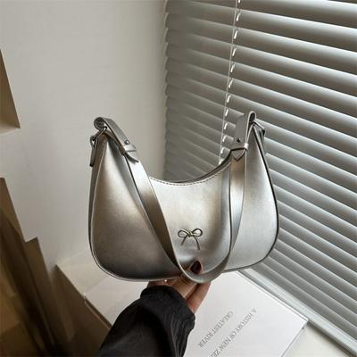 New Design Bowknot Underarm Bag Solid Color Y2K Handbag Fashionable Bowknot Armpit Bag  Lady