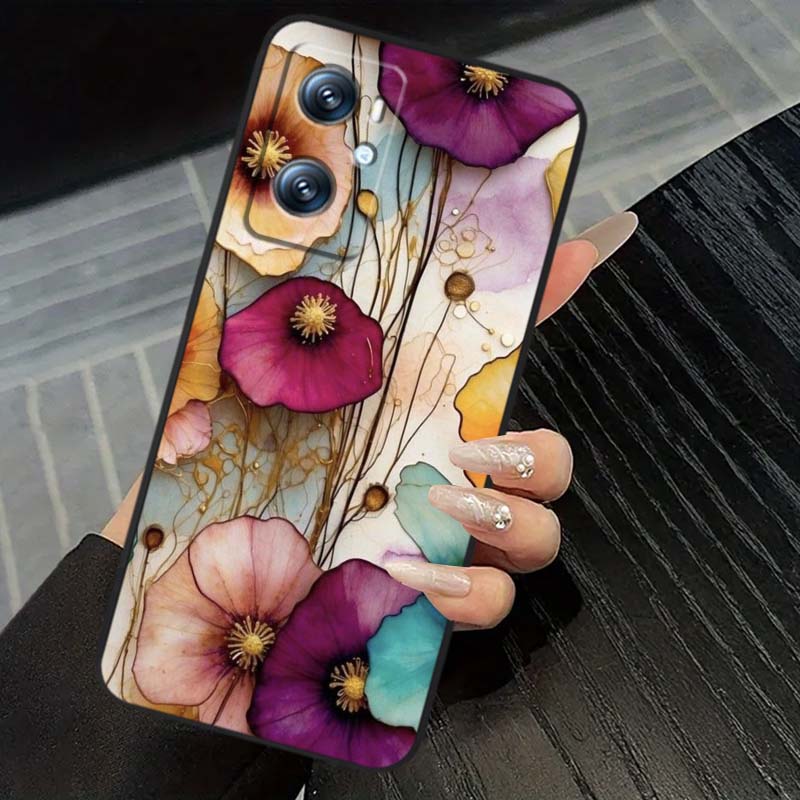 Butterfly flower pattern Phone Case For OPPO Reno 5 6 7 A96 A40 A58 Realme GT A74 A78 Neo2 A74 A78 Find X5 X3 X7 X8 Black