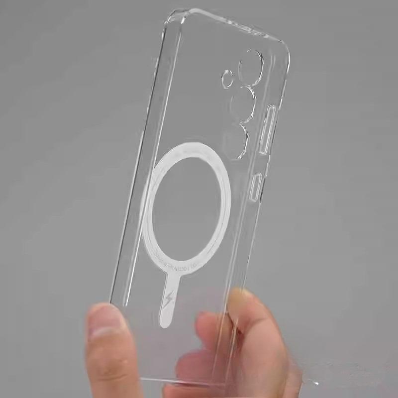 Suitable for Samsung Galaxy S25 Mobile Phone Case Transparent Magnetic Absorption and Non-yellowing S24ultra Anti Fall S23 Hard Protection Case