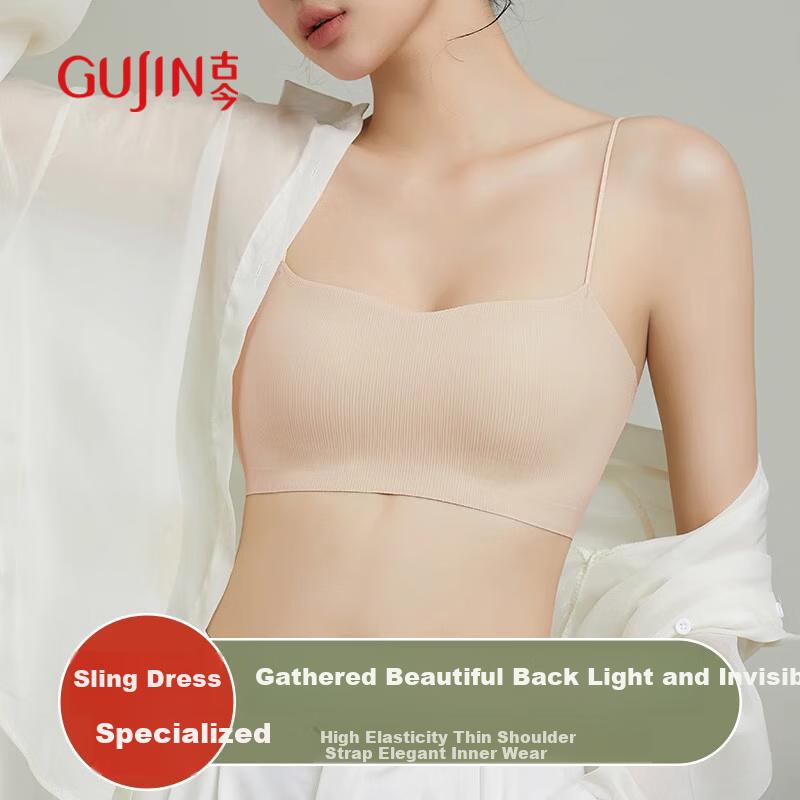GUJIN Strapless Dress Special Thin Strap Bra for Women, Seamless Invisible Push-Up Bra for Small Breasts, Non-Slip Backless Bra, Bandeau
