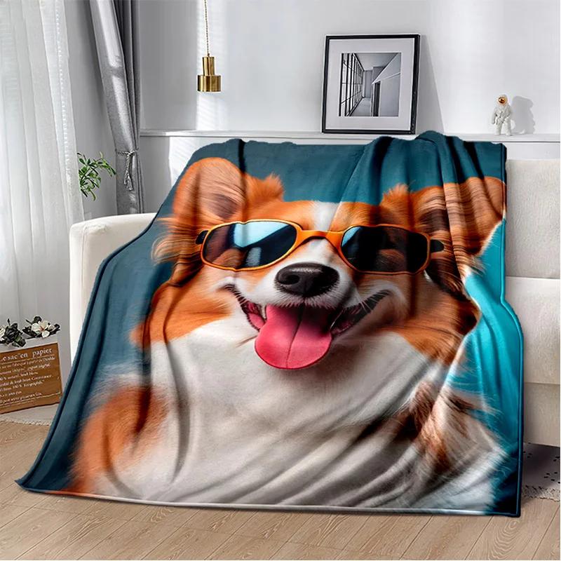 Simpatico cartone animato cane Husky, Samoye, Chihuahua, Koki Pomerania Coperta, morbida coperta per la casa Camera da letto Copridivano Coperta per bambini