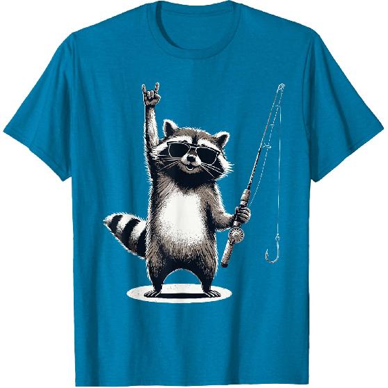 Raccoon Fisherman Men Women Kids Funny Fishing T-Shirt