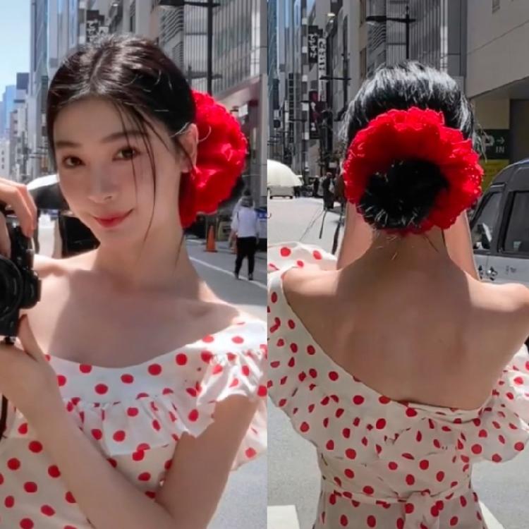 Large Hair Rope Women Lace Fabric Scrunchies Hair Ties Elastic Ponytail Hairband