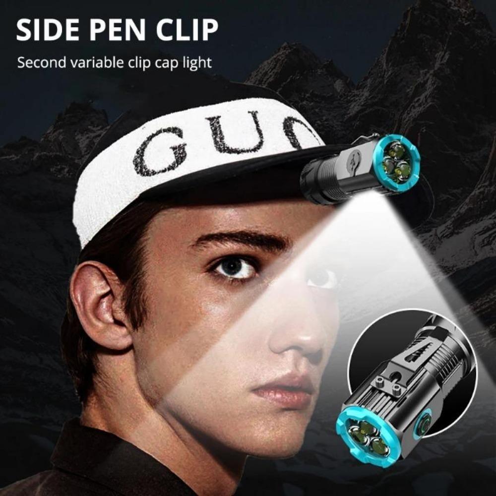 Pocket EDC Mini Led Flashlights USB Rechargeable with 18350 Battery Strong Powerful Outdoor Torch Camping Lamp COB Work Light