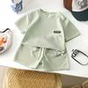 2 Stücke Casual Kinder Kurzarm Shorts Sets Sommer Kinder Kleidung Junge Mädchen Baby T Hose Outfits Soild Farbe Trainingsanzüge 1-8 jahre