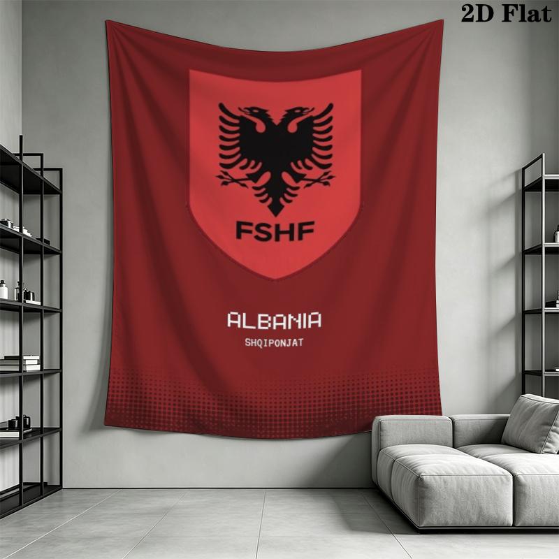 Republic of Albania Wall Tapestry Aesthetic Wall Hanging Printed Fabric Blanket Decorative Tapestries for Bedroom Living Room Home Decor