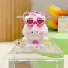 Circle Swimming Animal Cartoon Keychain Rabbit Frog Wearing Design Sunglasses