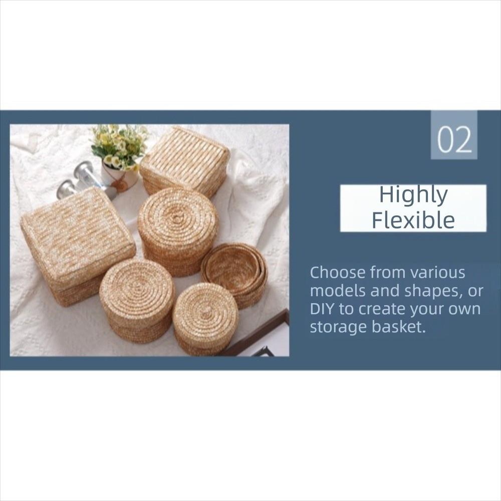Handmade Woven Straw Storage Box Natural Straw Cosmetic Storage Container Home Decor