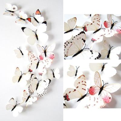 (Nikita) 12pcs Sticker Art Design Decal Wall Stickers Home Decorations 3D Butterfly