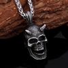 Creativo Collar de Acero Inoxidable 316L Calavera Fantasma Vintage Vikingo para Hombre Moda Neo-Gótica Rock Fiesta Colgante Amuleto Joyería