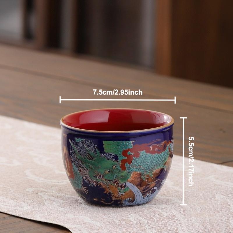 Dragon Ceramic Teacup Blue and White Tea Tureen Chinese Kung Fu Gongfu Gaiwan Porcelain Retro Teaware Drinkware Tea Ceremony