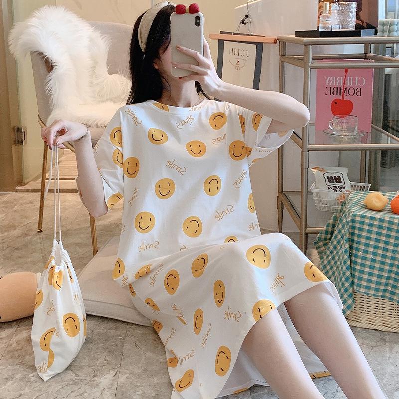 Women's Korean Style Cute Cartoon Maternity Pajamas - Short Sleeve Homewear for Summer