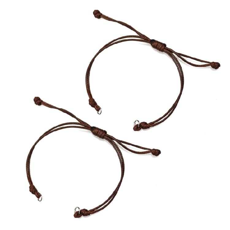 

2Pcs Multicolor Wax Rope Bracelets for Women Handmade Bracelet with Open Buckles