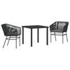 Garden Dining Set 3 Pcs Black Powder Coated Steel