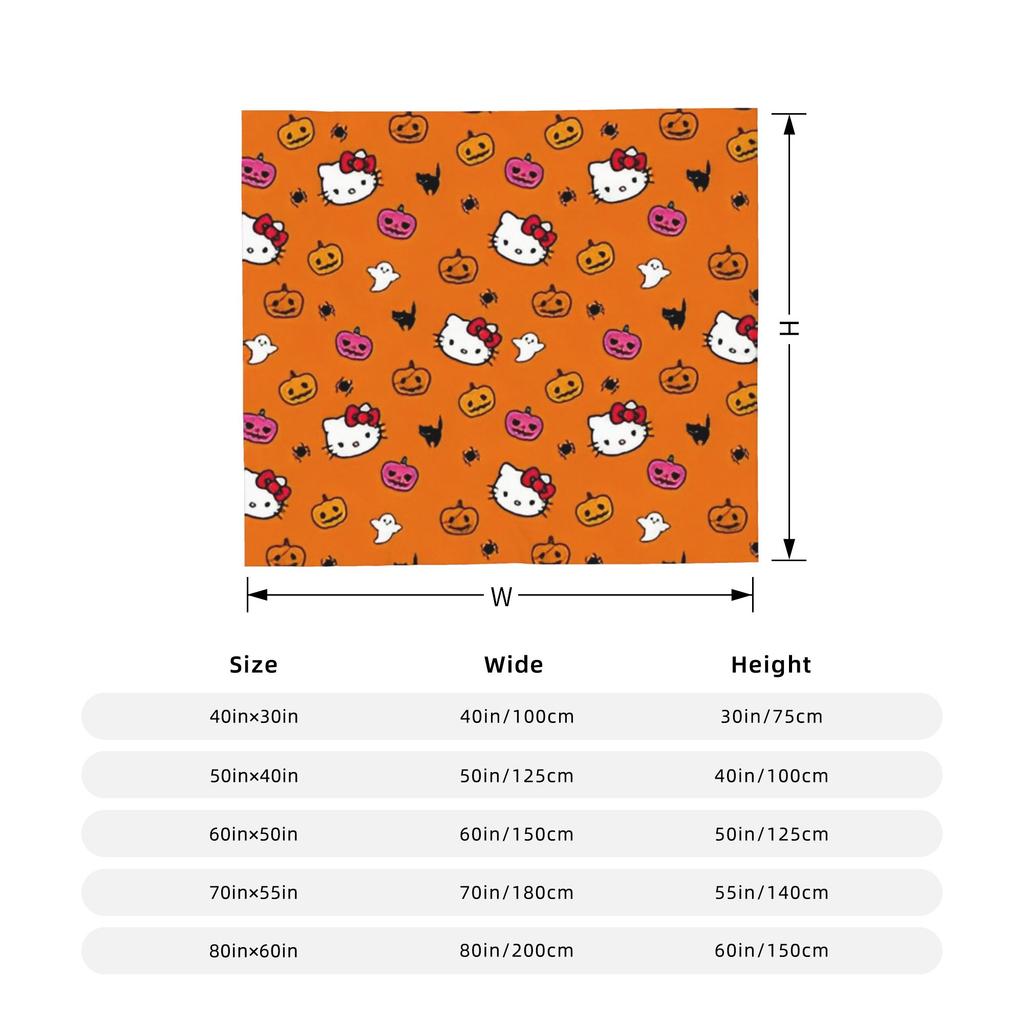 Hello Kitty Halloween Blanket Fleece Spring Autumn Pumpkins  Multifunction Warm Throw Blanket for Sofa Office Bedspreads