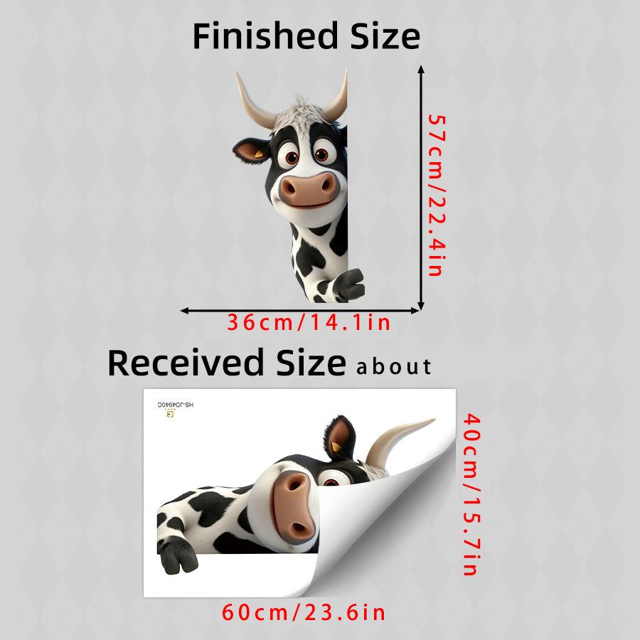 Double Sided Same Color 3D Cartoon Cow Peeking Out Static Cling Window Sticker Home Decor