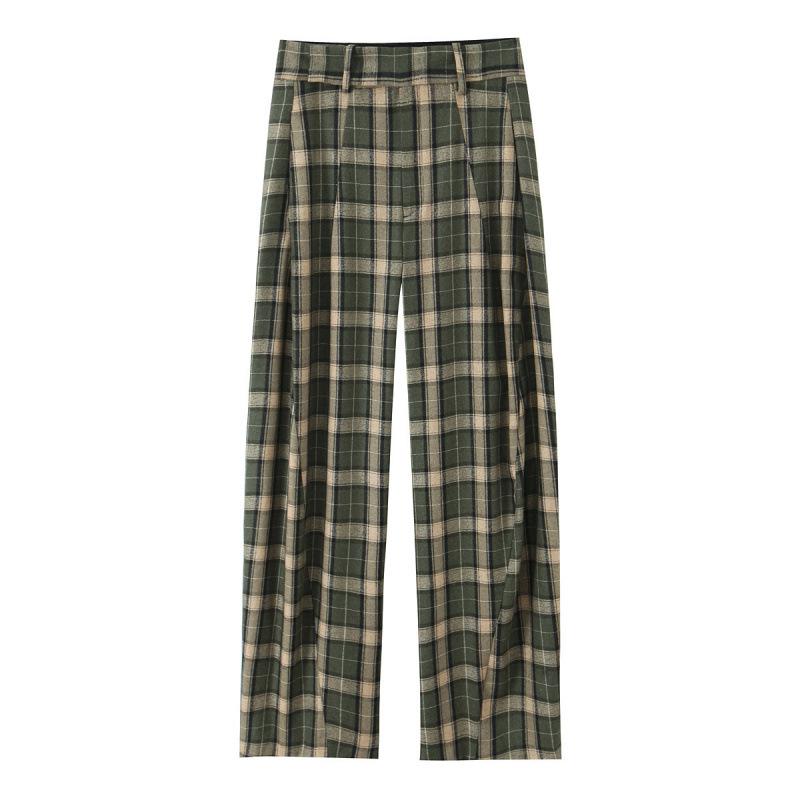 European American Women s Fashion Casual Plaid Pants Small