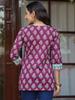 Wine Floral Printed Sequinned Pure Cotton Top